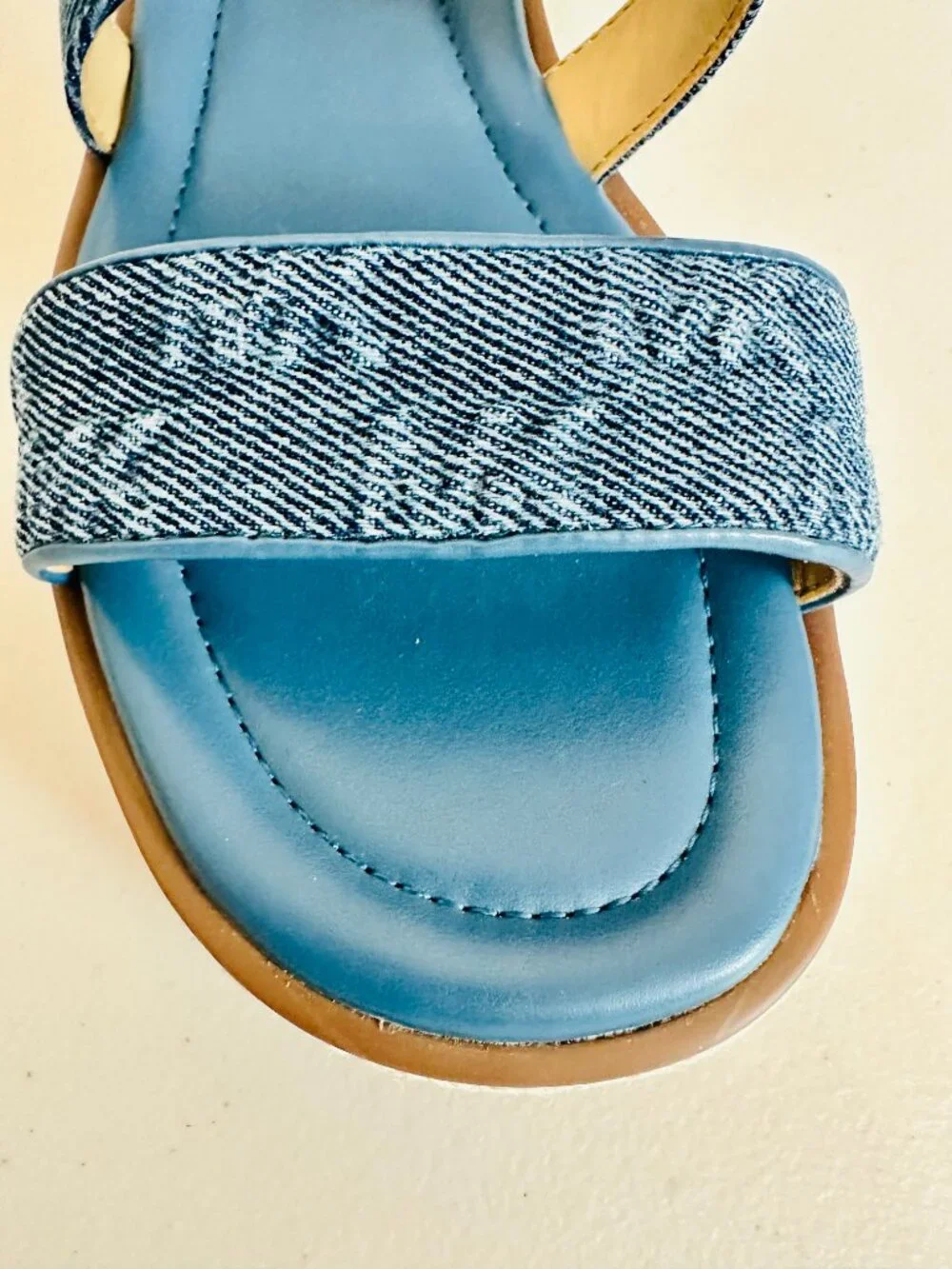 NEW MICHAEL KORS DENIM STRAPPY PLATFORM SANDALS 7.5M